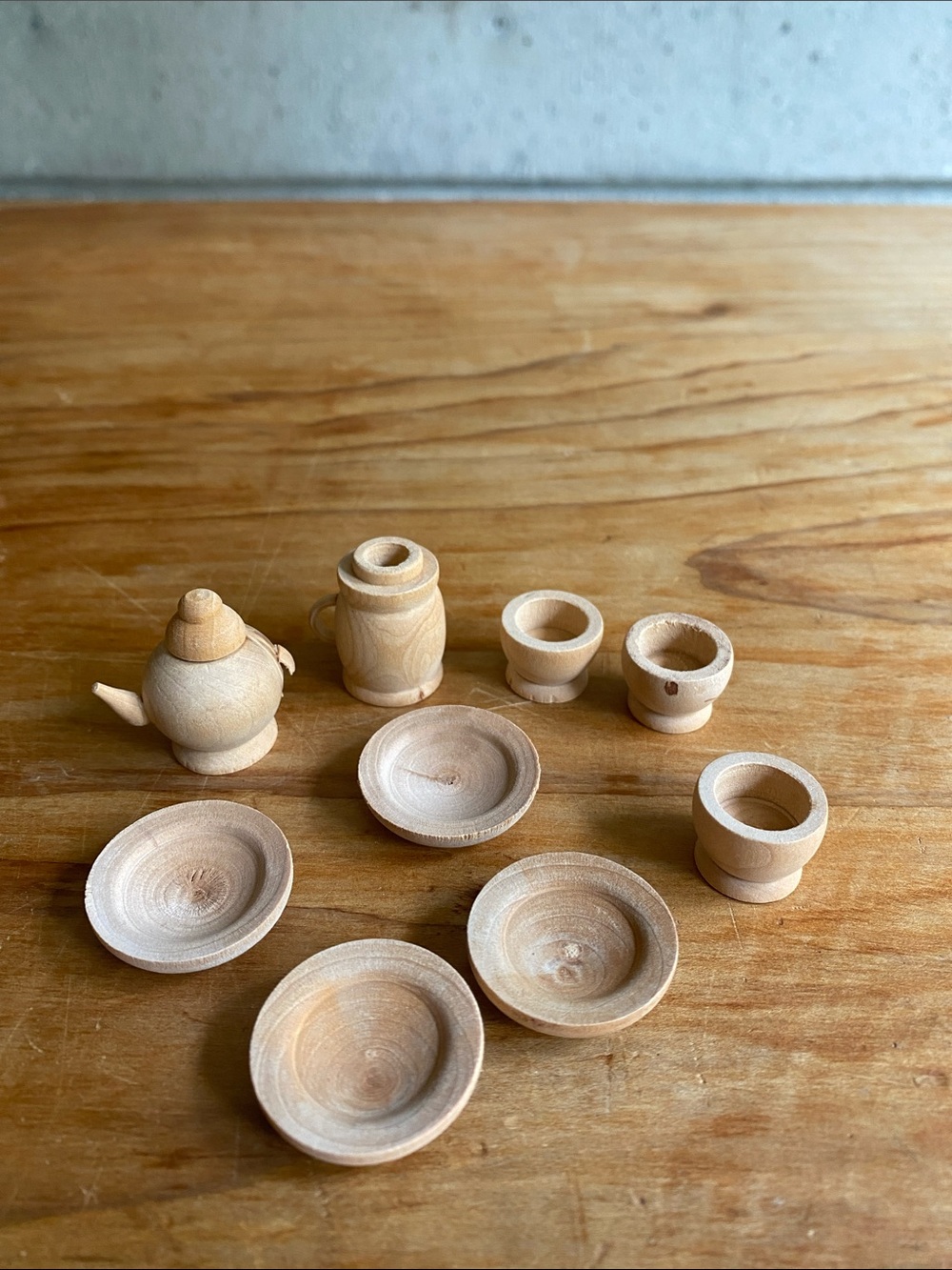 Handmade Mini Wood Tea Set